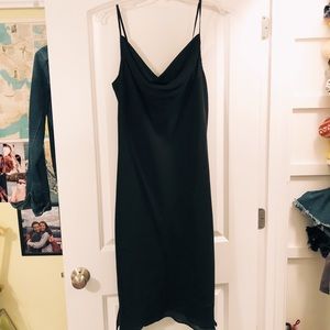 Black slip midi dress